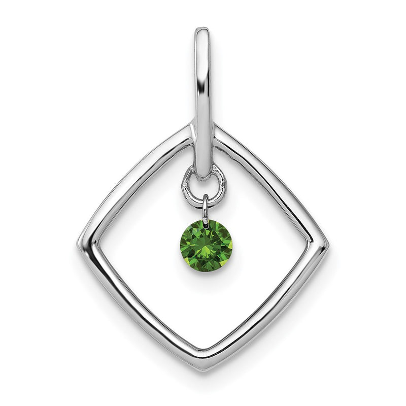14k White Gold 1/6ct. Green Real Diamond Dangle Pendant