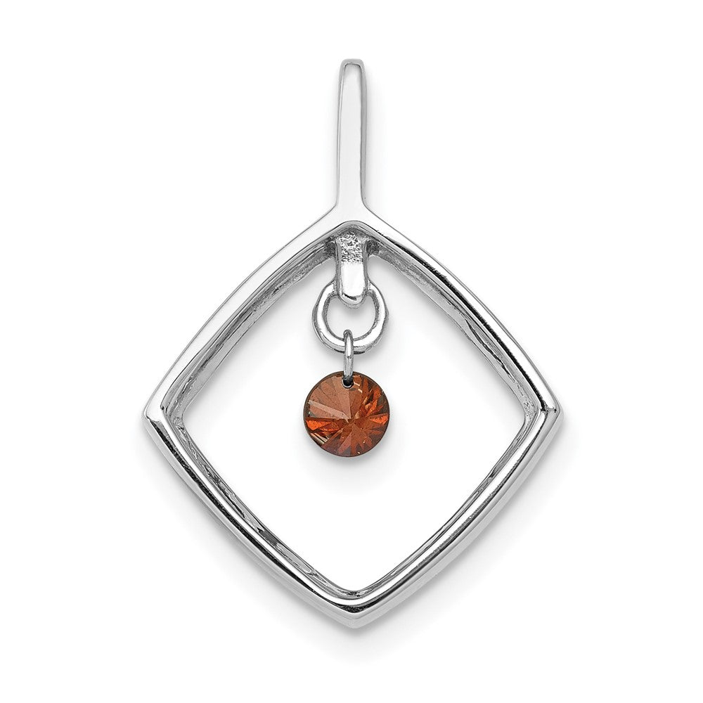14k White Gold 1/6ct. Red Real Diamond Dangle Pendant