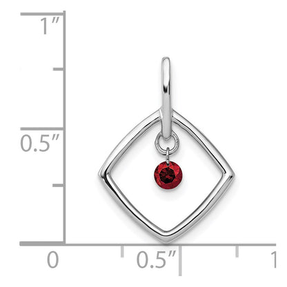 14k White Gold 1/6ct. Red Real Diamond Dangle Pendant