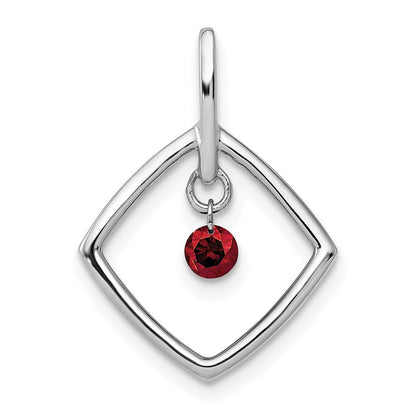 14k White Gold 1/6ct. Red Real Diamond Dangle Pendant