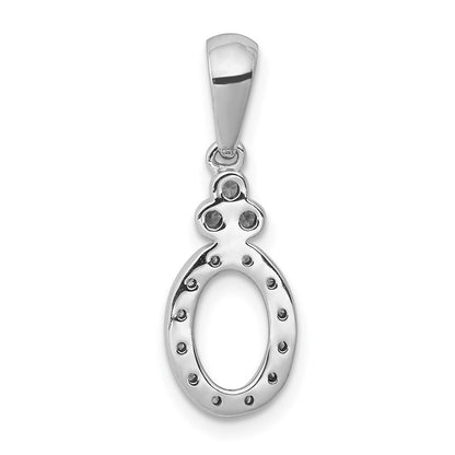 14k White Gold 1/8ct. Vintage Oval Real Diamond Pendant