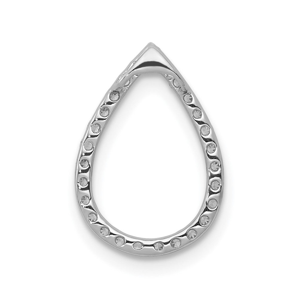 14k White Gold 1/5ct. Real Diamond Teardrop Chain Slide