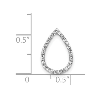 14k White Gold 1/5ct. Real Diamond Teardrop Chain Slide
