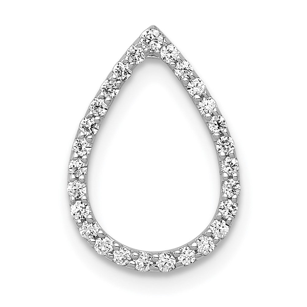 14k White Gold 1/5ct. Real Diamond Teardrop Chain Slide