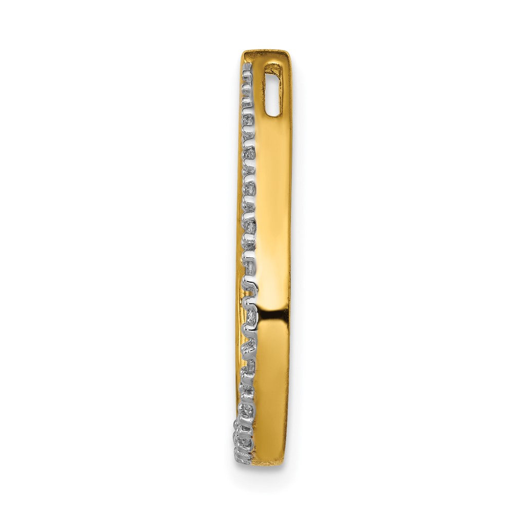 14K Yellow Gold Polished 1/10ct. Real Diamond Teardrop Chain Slide