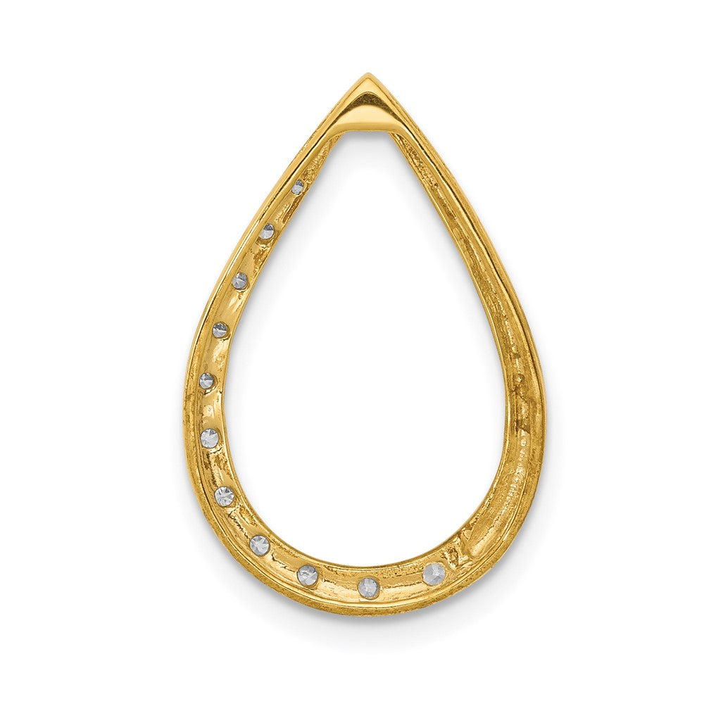 14K Yellow Gold Polished 1/10ct. Real Diamond Teardrop Chain Slide