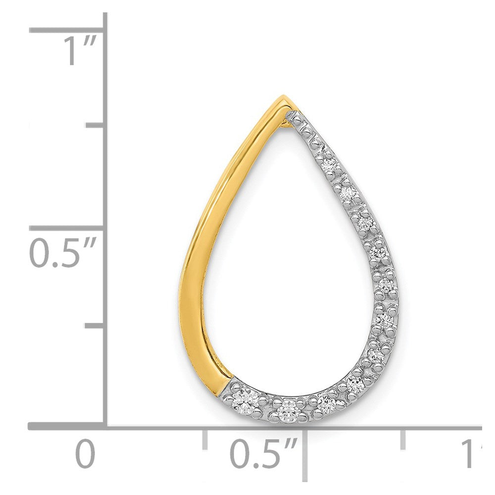 14K Yellow Gold Polished 1/10ct. Real Diamond Teardrop Chain Slide