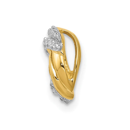 14k Yellow Gold .02ct. Real Diamond w/Rhodium Accents Round Chain Slide