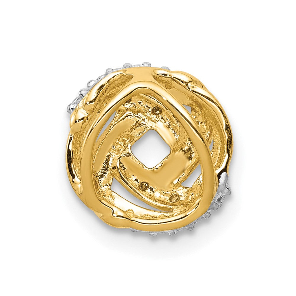14k Yellow Gold .02ct. Real Diamond w/Rhodium Accents Round Chain Slide