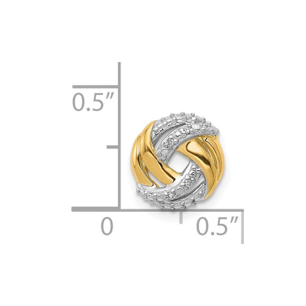 14k Yellow Gold .02ct. Real Diamond w/Rhodium Accents Round Chain Slide