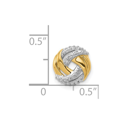 14k Yellow Gold .02ct. Real Diamond w/Rhodium Accents Round Chain Slide