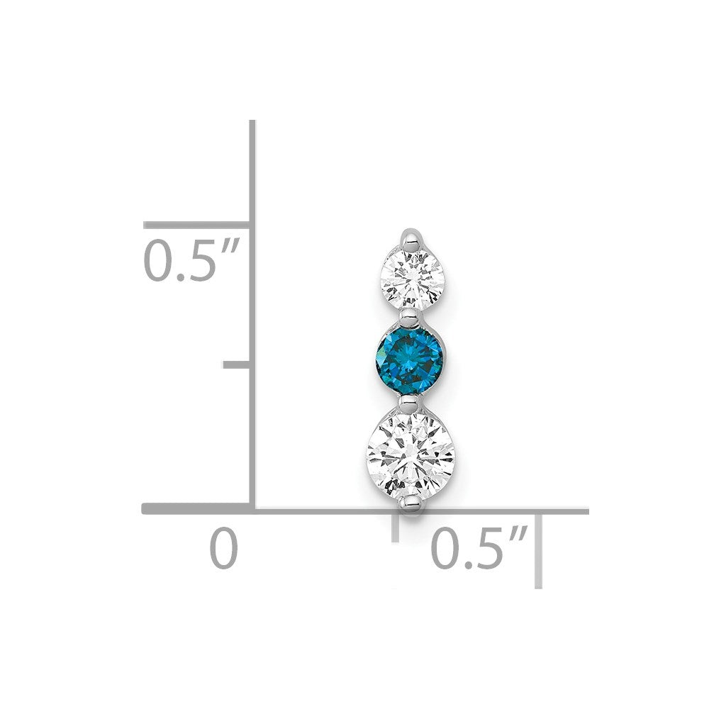 14k White Gold 1/2ct. Blue/White Real Diamond Pendant