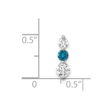14k White Gold 1/2ct. Blue/White Real Diamond Pendant