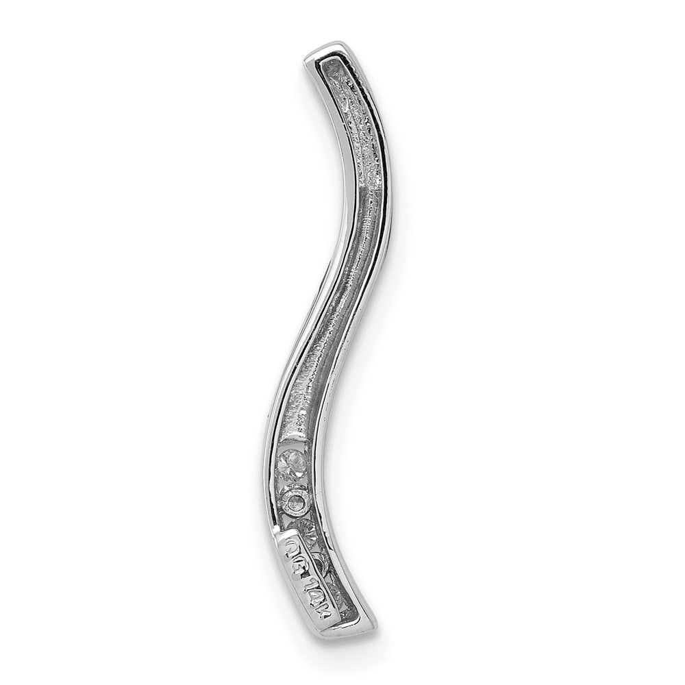 14k White Gold 1/20ct. Real Diamond Curved Line Chain Slide