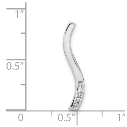 14k White Gold 1/20ct. Real Diamond Curved Line Chain Slide