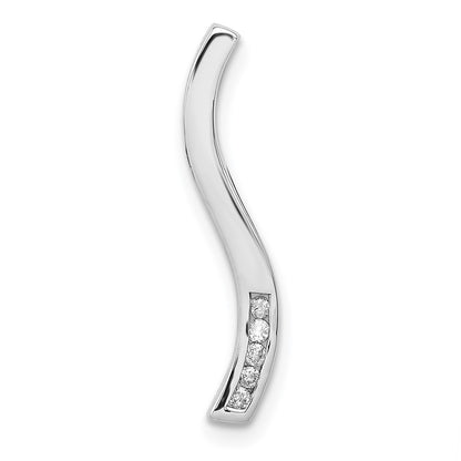 14k White Gold 1/20ct. Real Diamond Curved Line Chain Slide