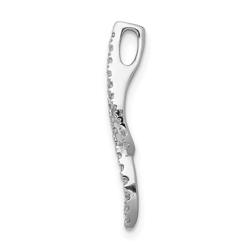 14K White Gold 1/6ct. Real Diamond Fancy Curved Lines Chain Slide