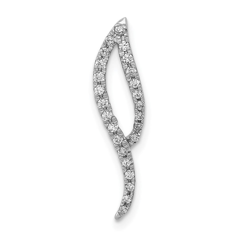 14K White Gold 1/6ct. Real Diamond Fancy Curved Lines Chain Slide