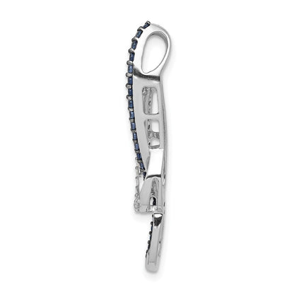 14k White Gold 1/4ct. Blue and White Real Diamond Fancy Chain Slide