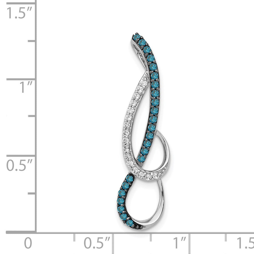 14k White Gold 1/4ct. Blue and White Real Diamond Fancy Chain Slide