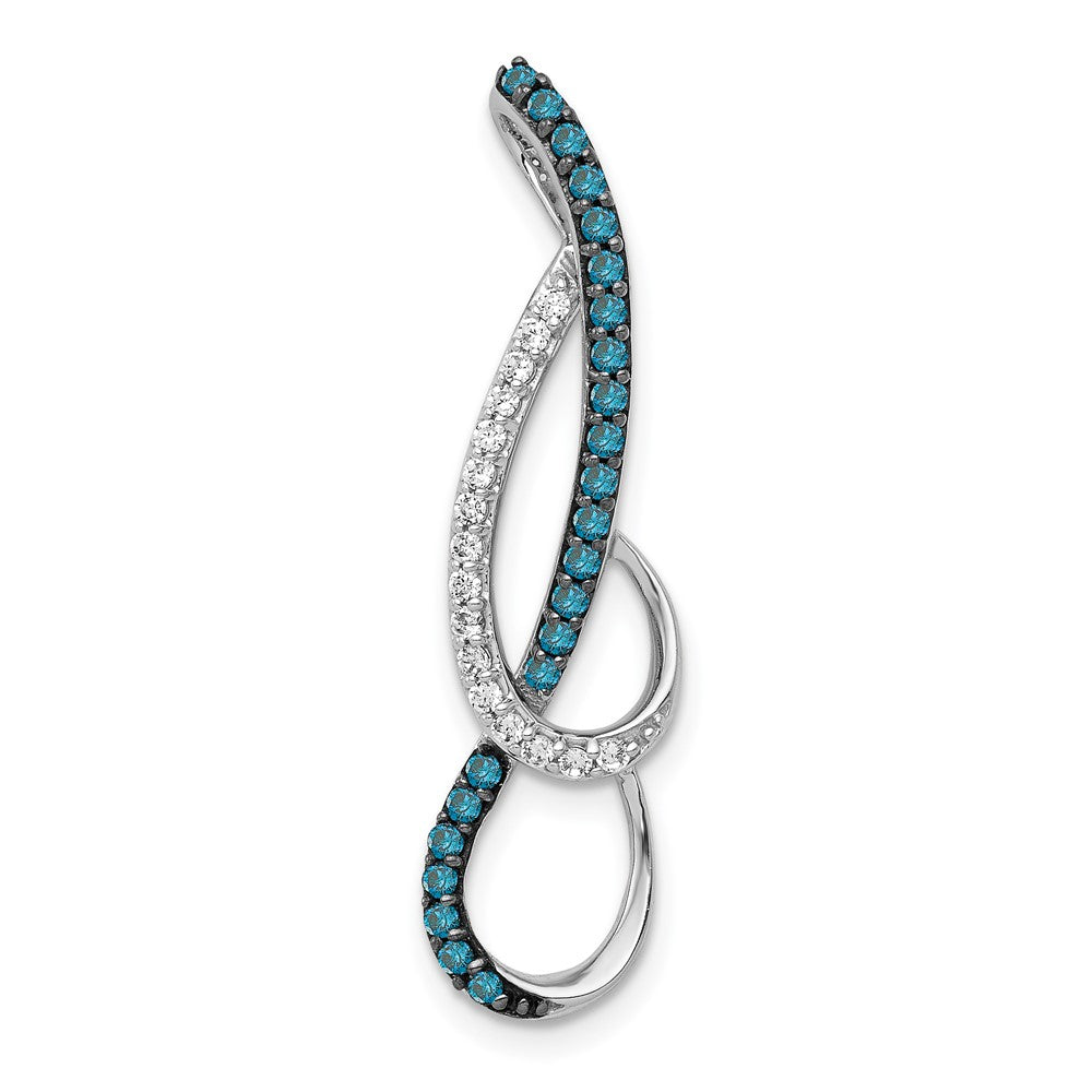 14k White Gold 1/4ct. Blue and White Real Diamond Fancy Chain Slide