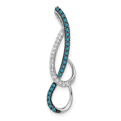 14k White Gold 1/4ct. Blue and White Real Diamond Fancy Chain Slide