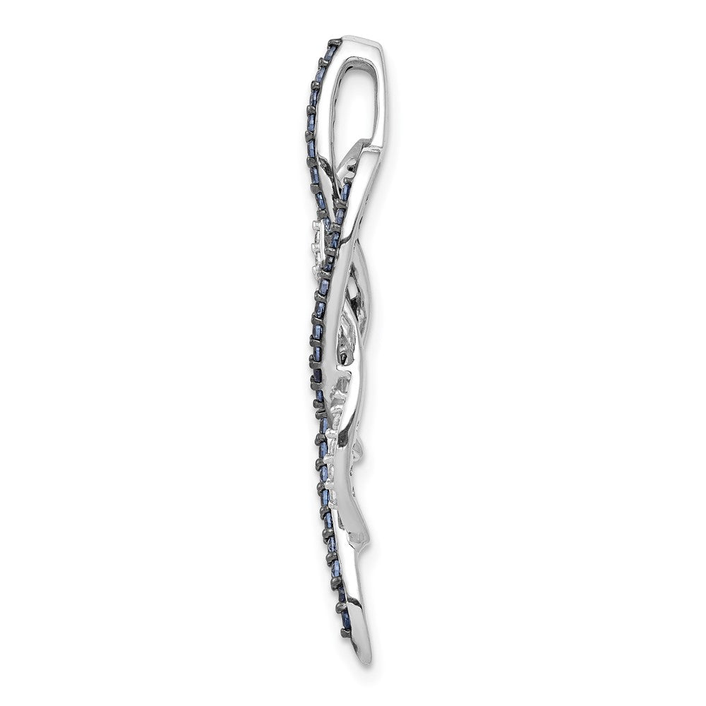 14k White Gold 1/3ct. Blue and White Real Diamond Fancy Chain Slide