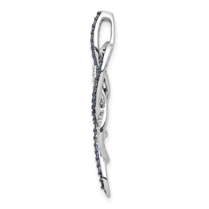 14k White Gold 1/3ct. Blue and White Real Diamond Fancy Chain Slide