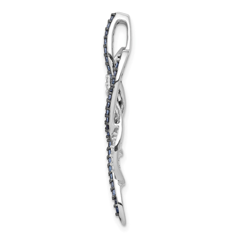 14k White Gold 1/3ct. Blue and White Real Diamond Fancy Chain Slide