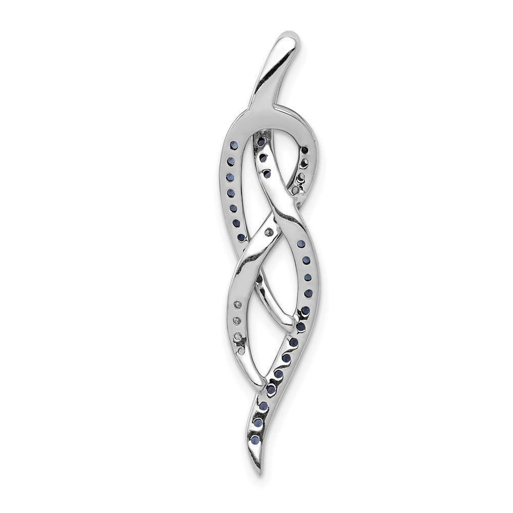 14k White Gold 1/3ct. Blue and White Real Diamond Fancy Chain Slide
