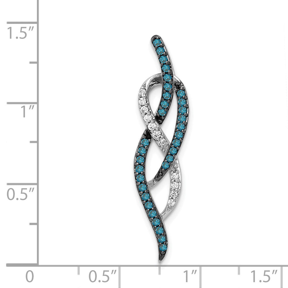 14k White Gold 1/3ct. Blue and White Real Diamond Fancy Chain Slide