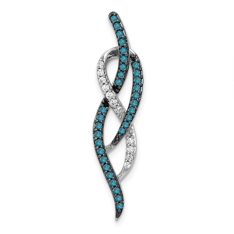 14k White Gold 1/3ct. Blue and White Real Diamond Fancy Chain Slide