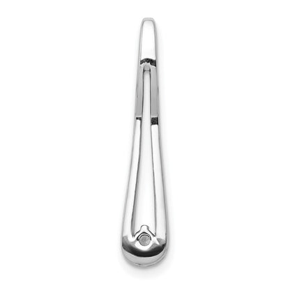14k White Gold 1/20ct. Real Diamond Fancy Teardrop Chain Slide Pendant