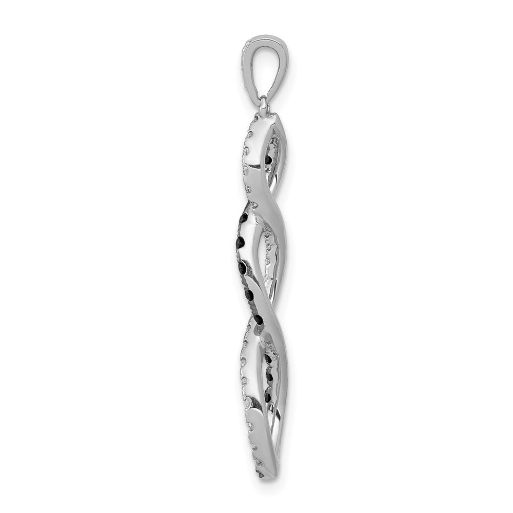 14k White Gold 1/4ct. Black and White Real Diamond Twisted Pendant