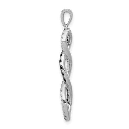 14k White Gold 1/4ct. Black and White Real Diamond Twisted Pendant