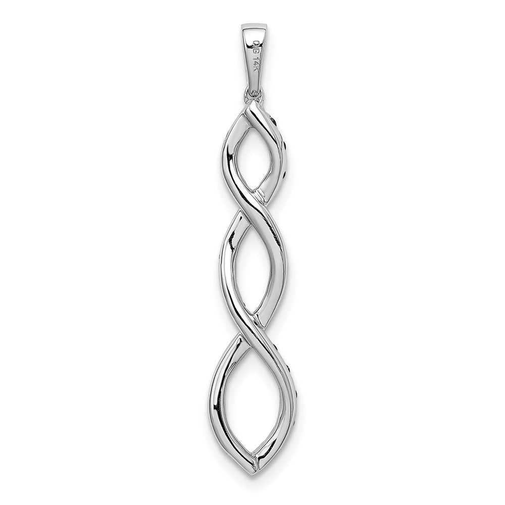 14k White Gold 1/4ct. Black and White Real Diamond Twisted Pendant
