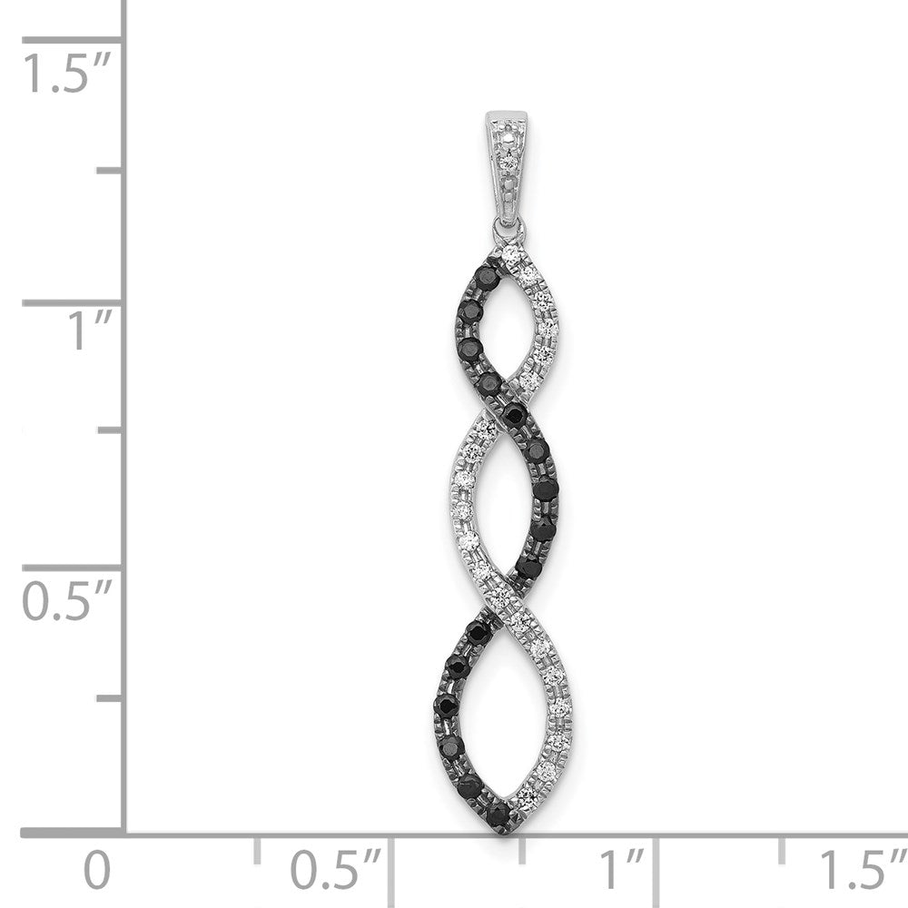 14k White Gold 1/4ct. Black and White Real Diamond Twisted Pendant