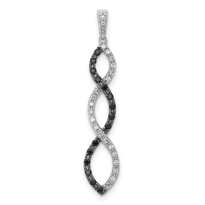 14k White Gold 1/4ct. Black and White Real Diamond Twisted Pendant