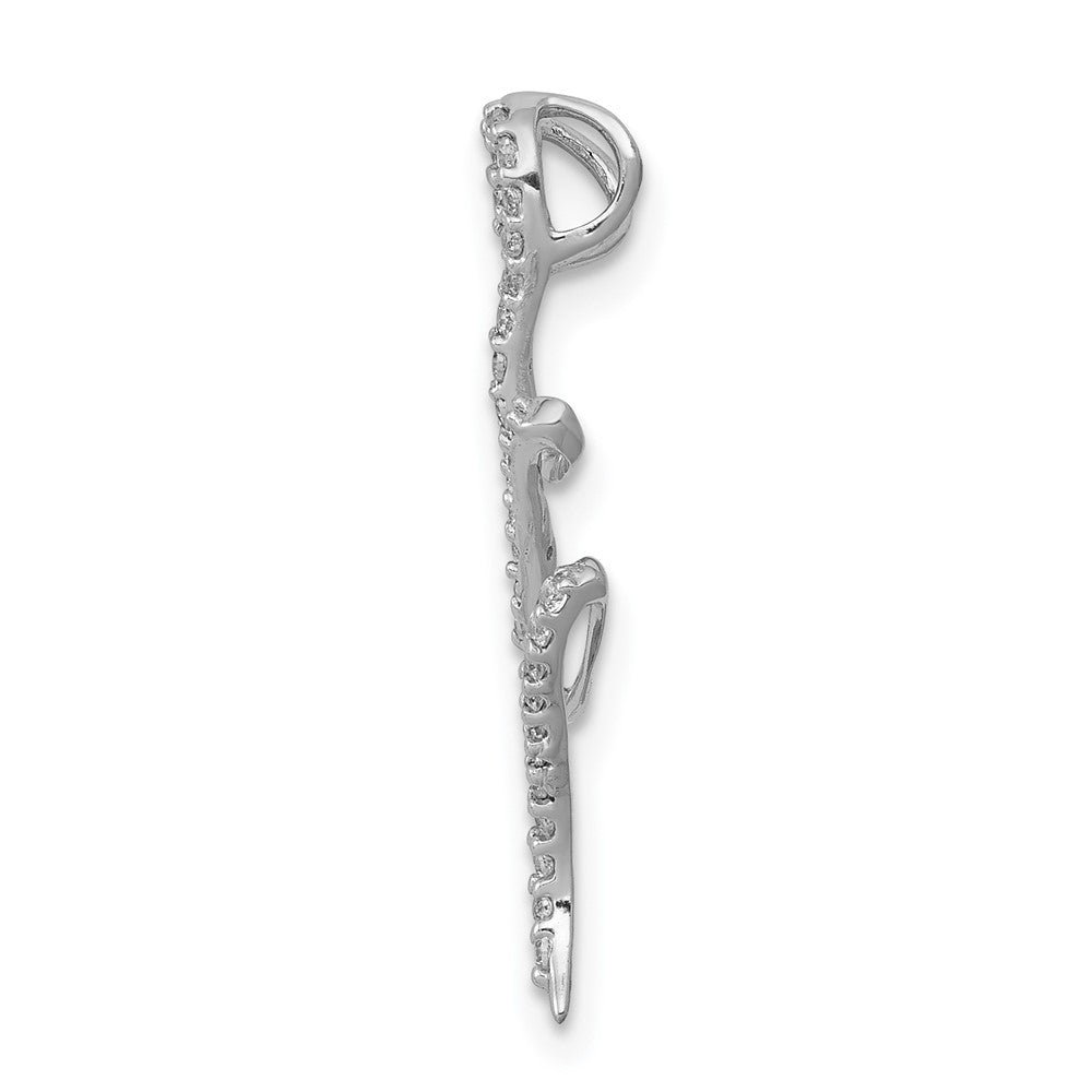 14k White Gold Fancy 1/8ct. Real Diamond Curved Line Chain Slide