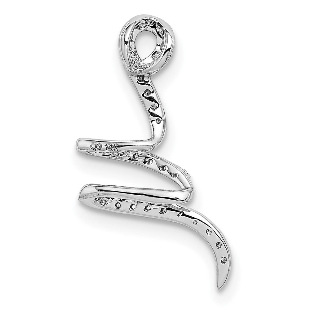 14k White Gold Fancy 1/8ct. Real Diamond Curved Line Chain Slide