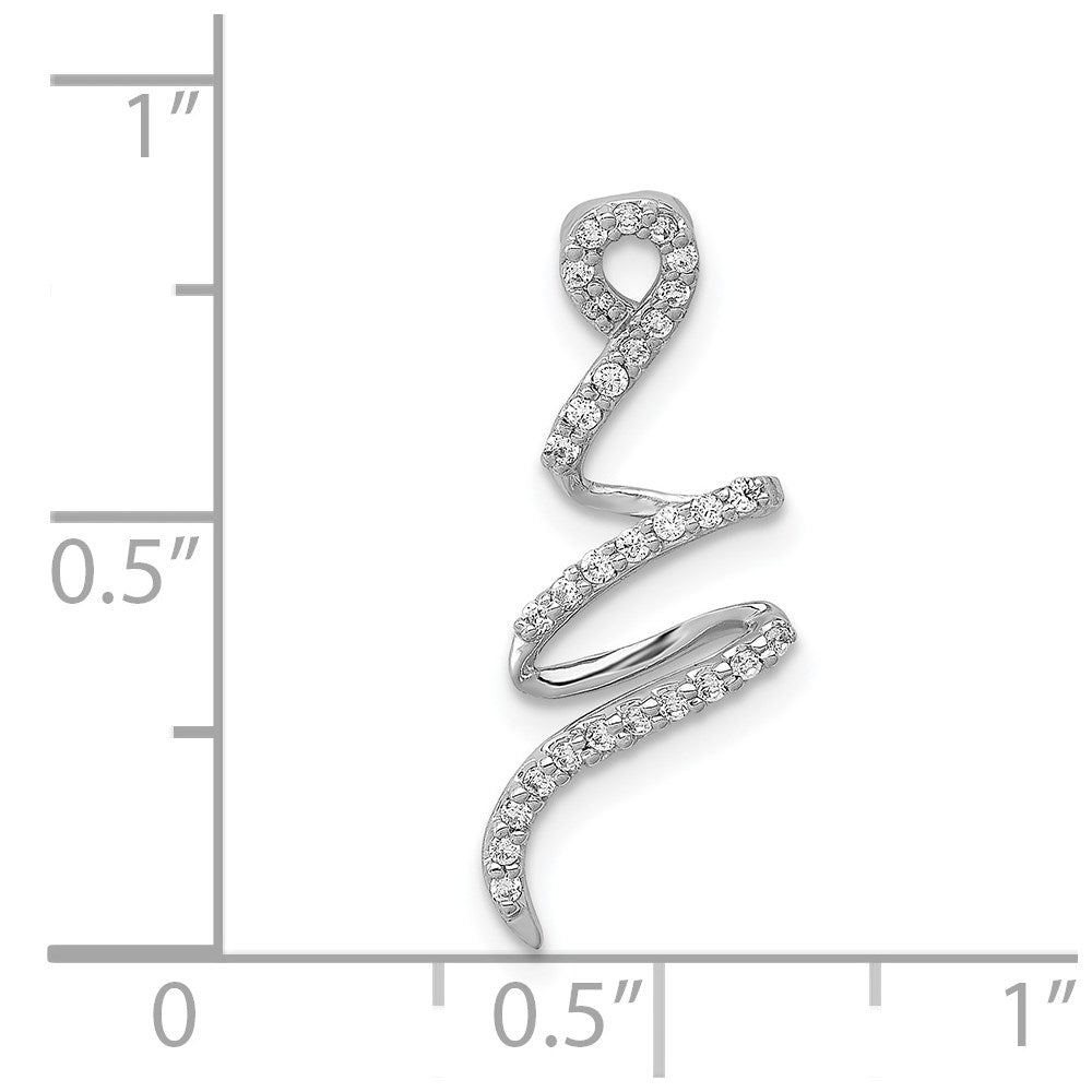 14k White Gold Fancy 1/8ct. Real Diamond Curved Line Chain Slide