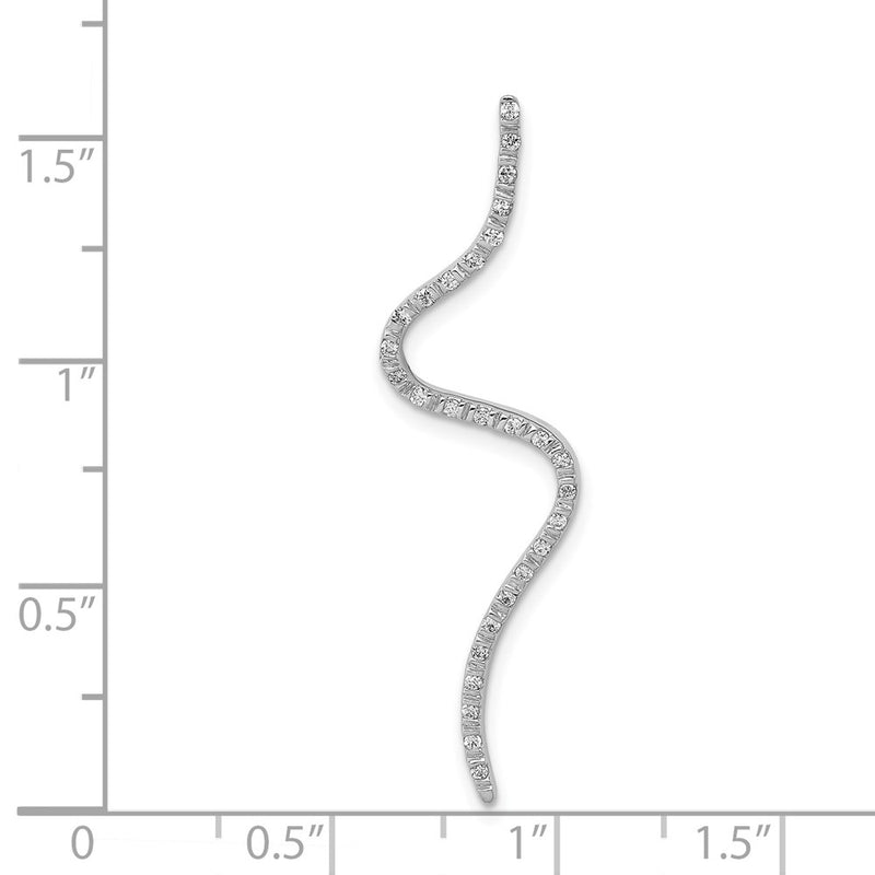 14k White Gold Fancy 1/6ct. Real Diamond Curved Line Chain Slide