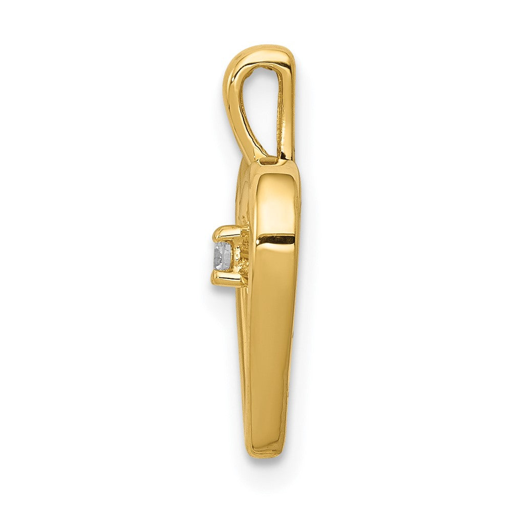 14K Yellow Gold AA .03ct. Real Diamond Heart Pendant