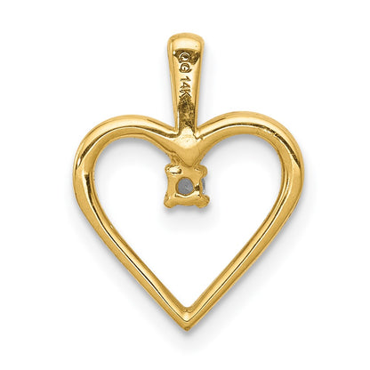 14K Yellow Gold AA .03ct. Real Diamond Heart Pendant