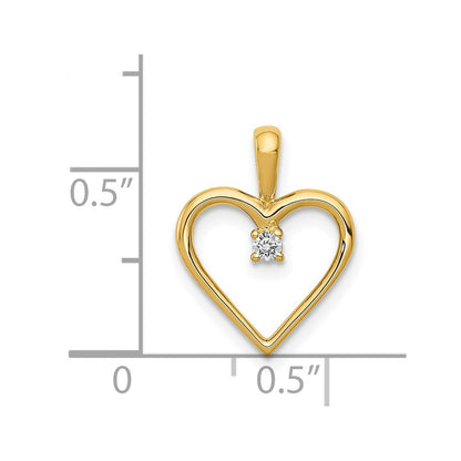 14K Yellow Gold AA .03ct. Real Diamond Heart Pendant