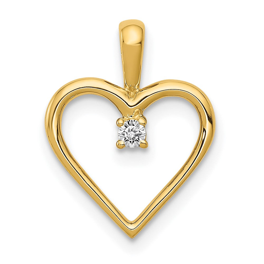 14K Yellow Gold AA .03ct. Real Diamond Heart Pendant