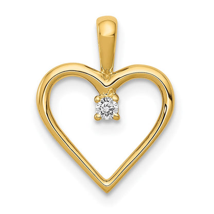 14K Yellow Gold AA .03ct. Real Diamond Heart Pendant