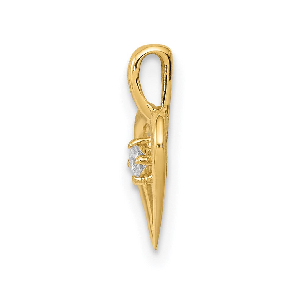 14K Yellow Gold AA .02ct. Real Diamond Heart Pendant