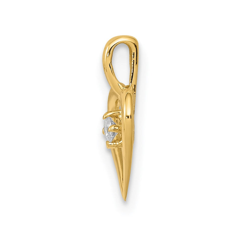 14K Yellow Gold AA .02ct. Real Diamond Heart Pendant