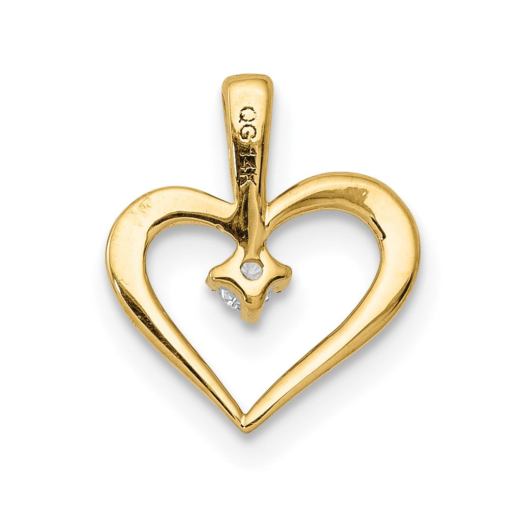 14K Yellow Gold AA .02ct. Real Diamond Heart Pendant